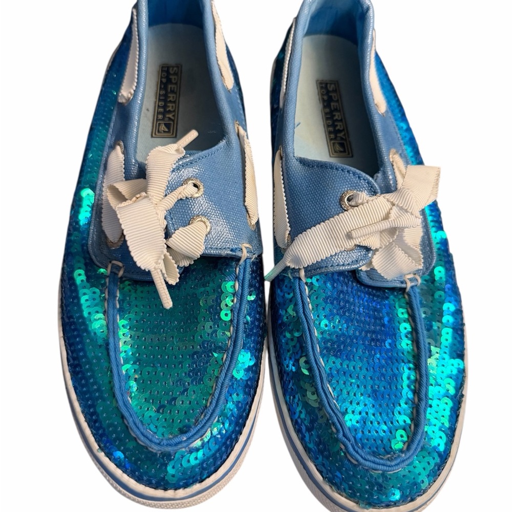 Sperry Top-Sider Bahama Women's Sneakers 7 Blue Sequin Boat Shoes 9688581